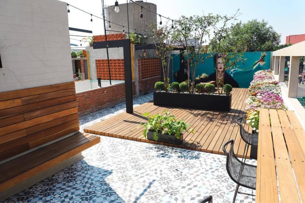 New Mex Inspired Bo-Ho Chic Apartment With Private Patio And Roof Terrace Mexico City Ngoại thất bức ảnh