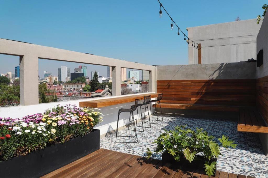 New Mex Inspired Bo-Ho Chic Apartment With Private Patio And Roof Terrace Mexico City Ngoại thất bức ảnh